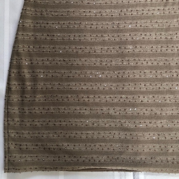 Express - Taupe 3/4 Sleeve Bodycon Mini Party Dress w/Sequins Size SP - Picture 3 of 8